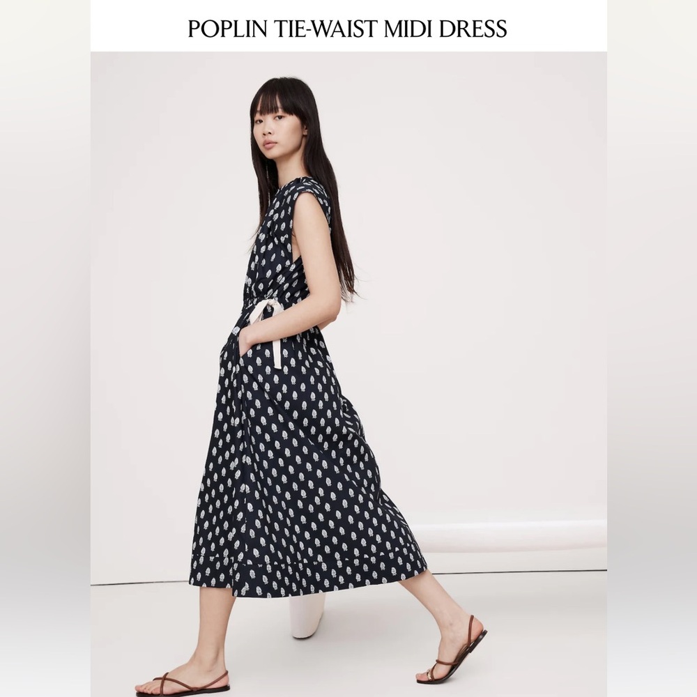 New without tags Banana Republic Poplin Tie Dress